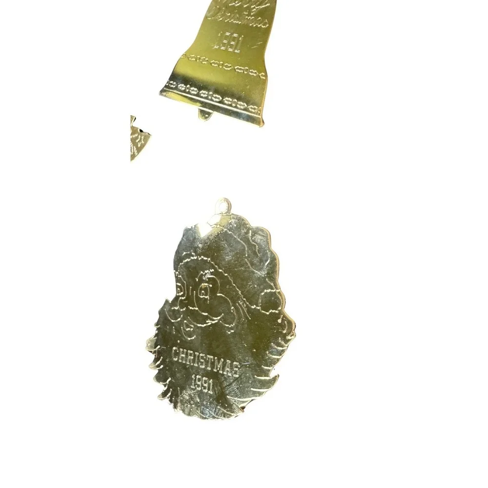 Vintage 1991 G.C. Duchin Christmas Ornaments Gold Tone Santa Bell Tree Lot 3